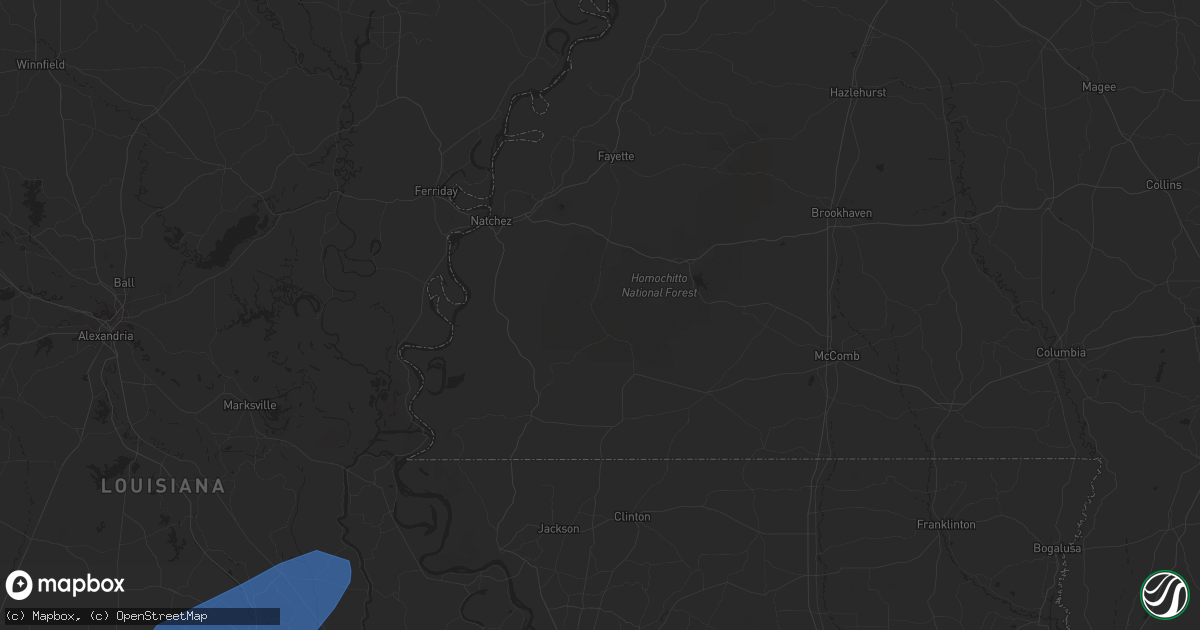 Hail map in Ville Platte, LA on February 8, 2023