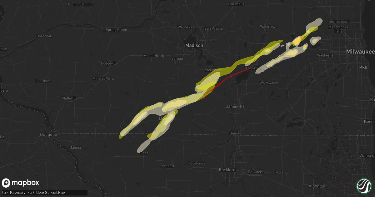 Hail map in Albany, WI on February 8, 2024