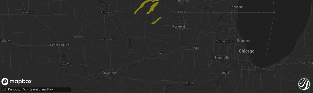 Hail map in Dakota, IL on February 8, 2024