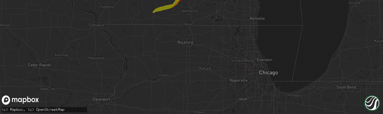 Hail map in Edgerton, WI on February 8, 2024