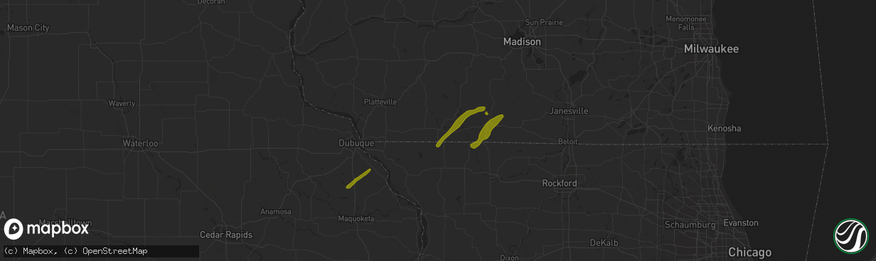 Hail map in Gratiot, WI on February 8, 2024