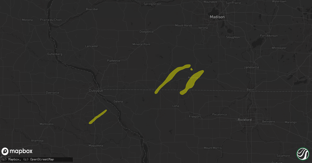 Hail map in Gratiot, WI on February 8, 2024