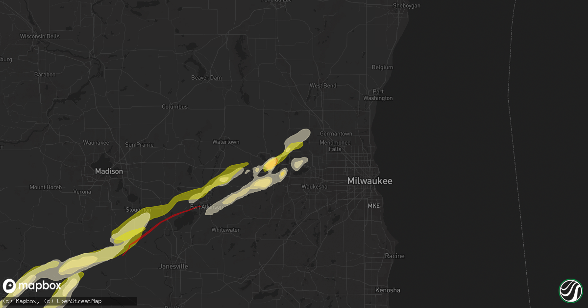 Hail map in Hartland, WI on February 8, 2024