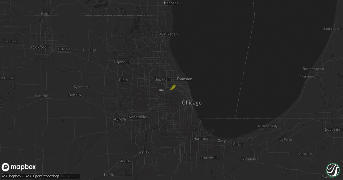 Hail map in Harwood Heights, IL on February 8, 2024