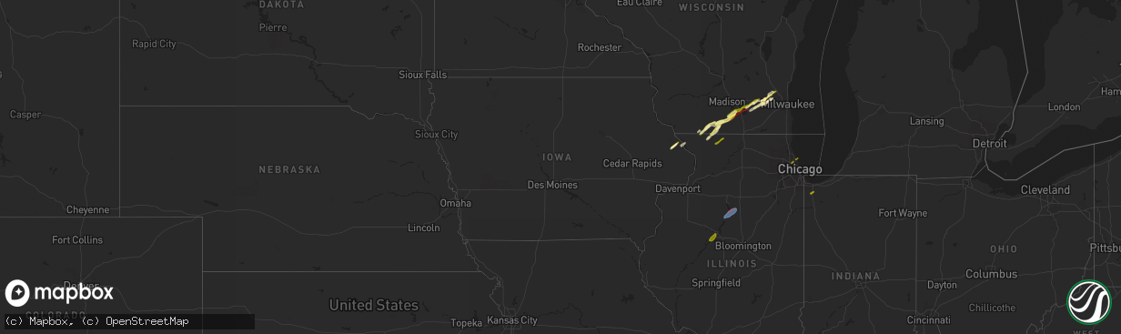 Hail map in Iowa on February 8, 2024
