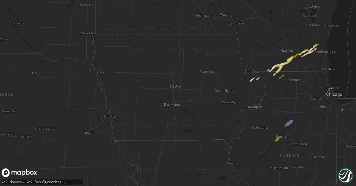 Hail map in Iowa on February 8, 2024