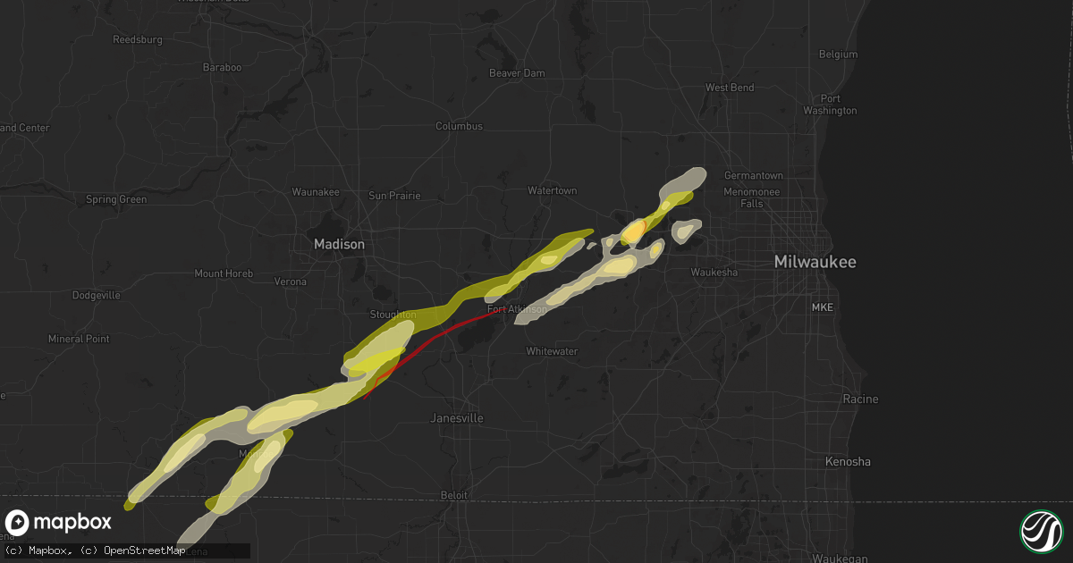 Hail map in Jefferson, WI on February 8, 2024