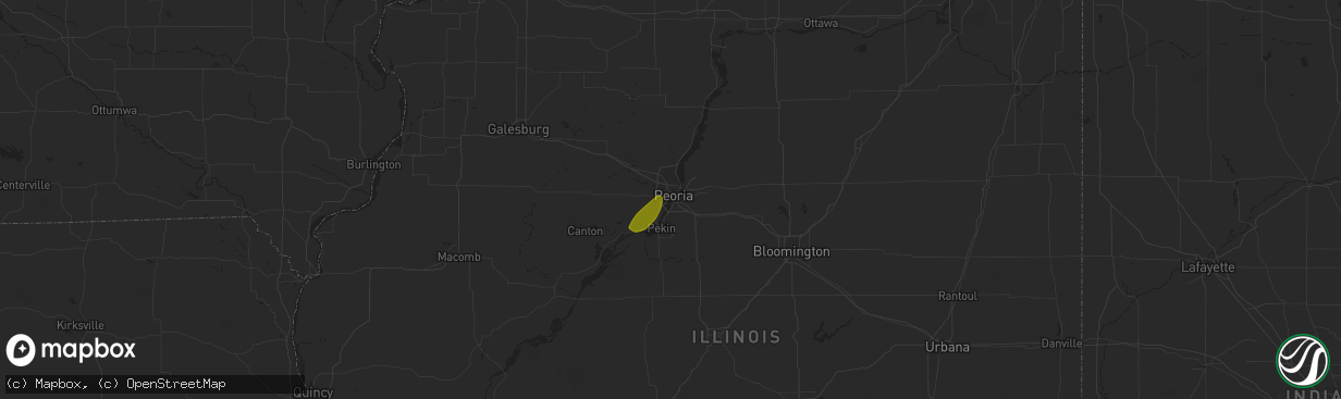 Hail map in Peoria, IL on February 8, 2024