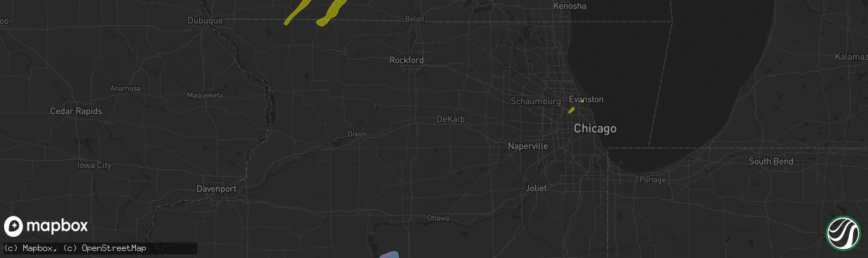 Hail map in Skokie, IL on February 8, 2024