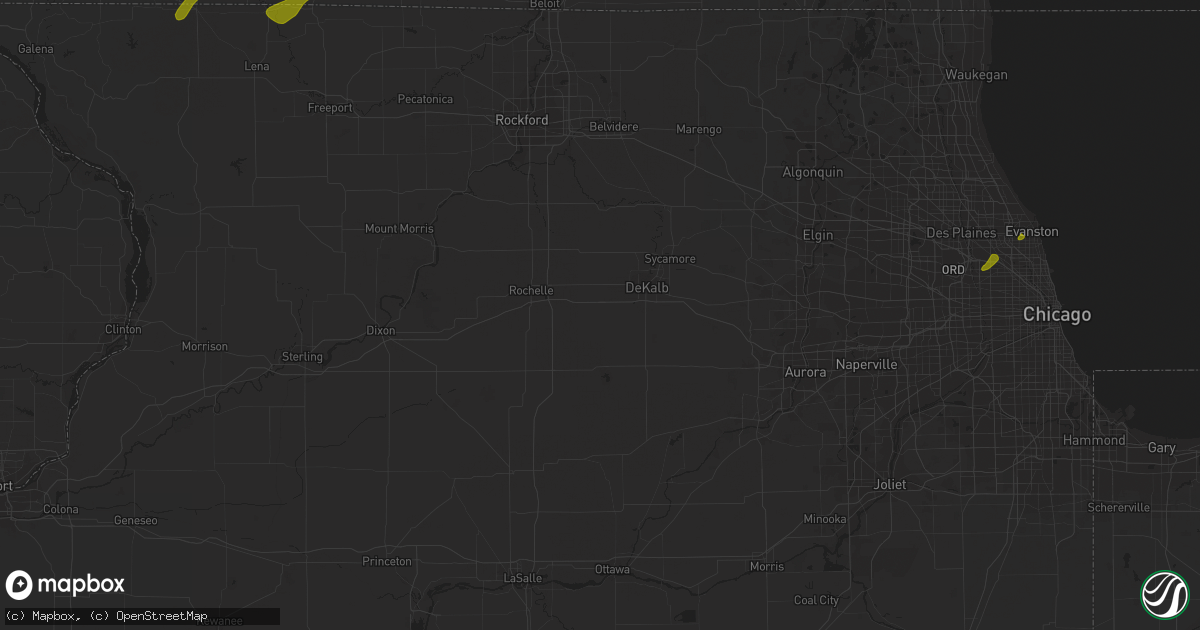 Hail map in Skokie, IL on February 8, 2024
