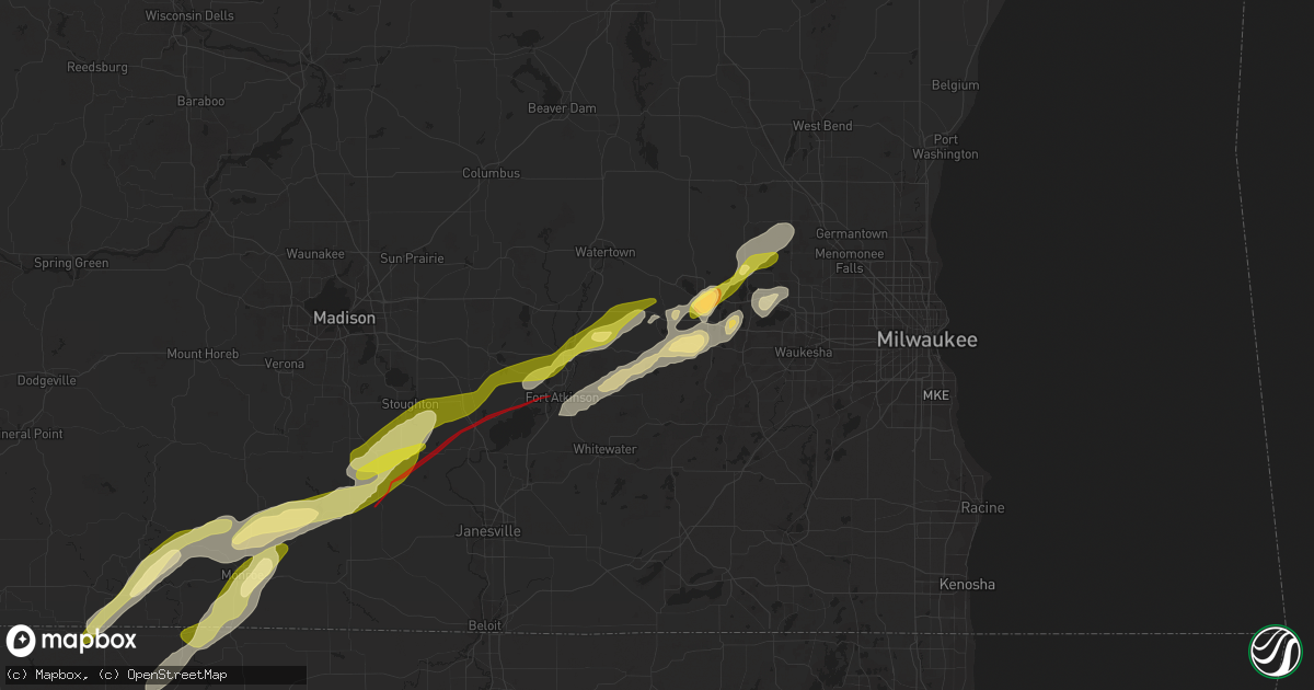 Hail map in Sullivan, WI on February 8, 2024