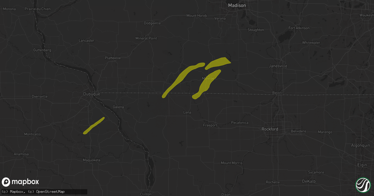 Hail map in Winslow, IL on February 8, 2024