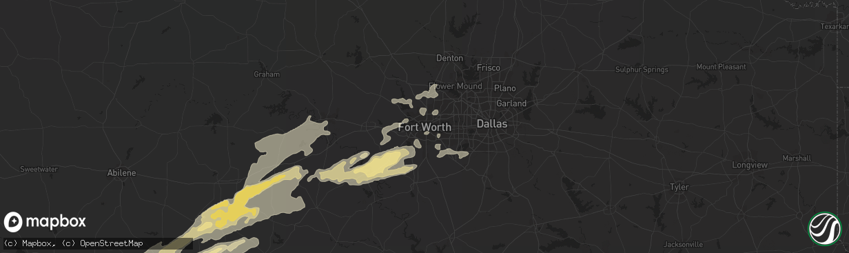 Hail map in Fort Worth, TX on February 9, 2013