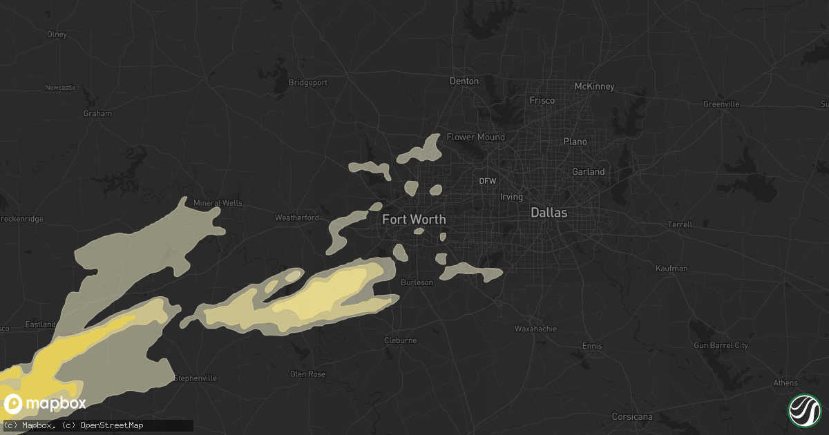 Hail map in Fort Worth, TX on February 9, 2013