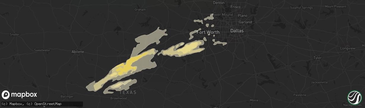 Hail map in Granbury, TX on February 9, 2013