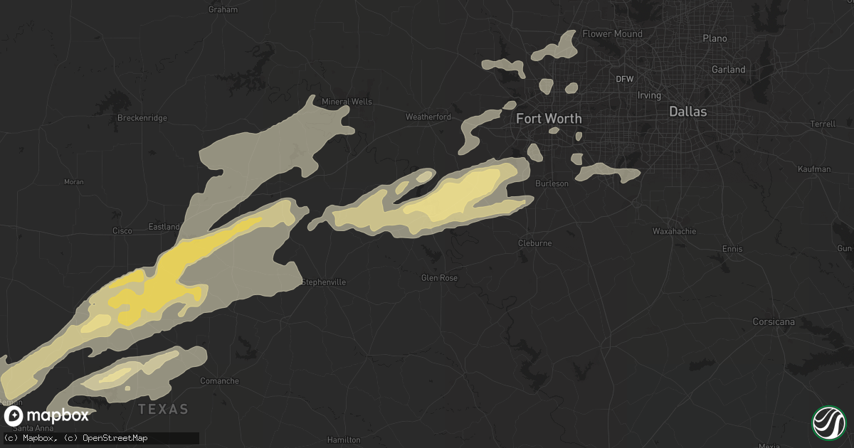 Hail map in Granbury, TX on February 9, 2013