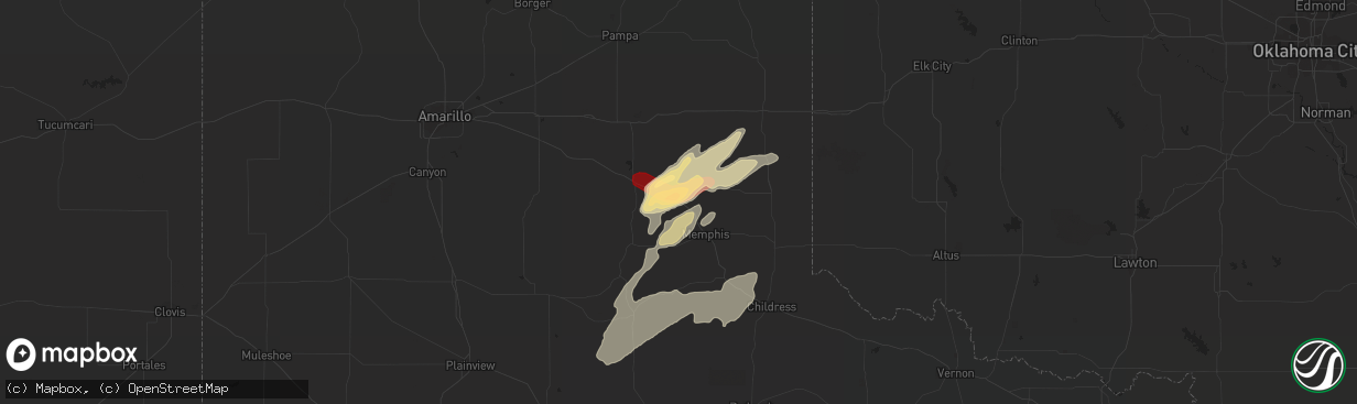 Hail map in Hedley, TX on February 9, 2013