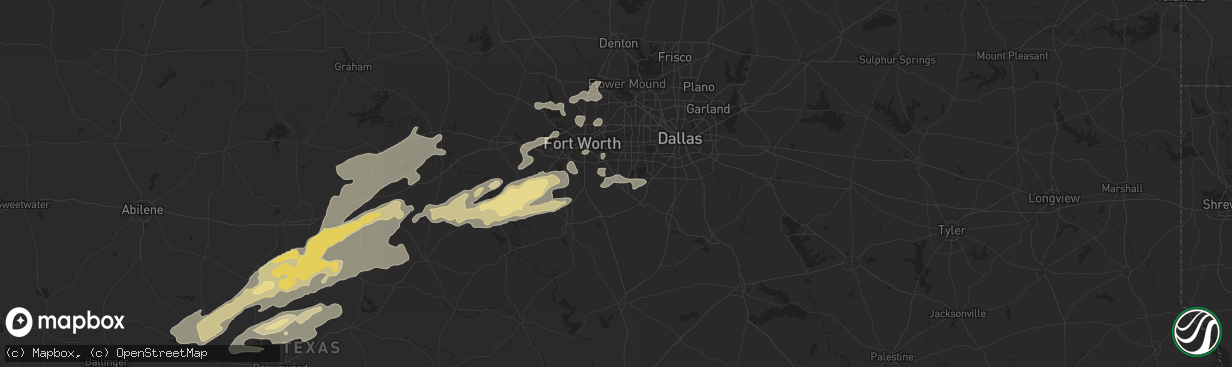 Hail map in Mansfield, TX on February 9, 2013