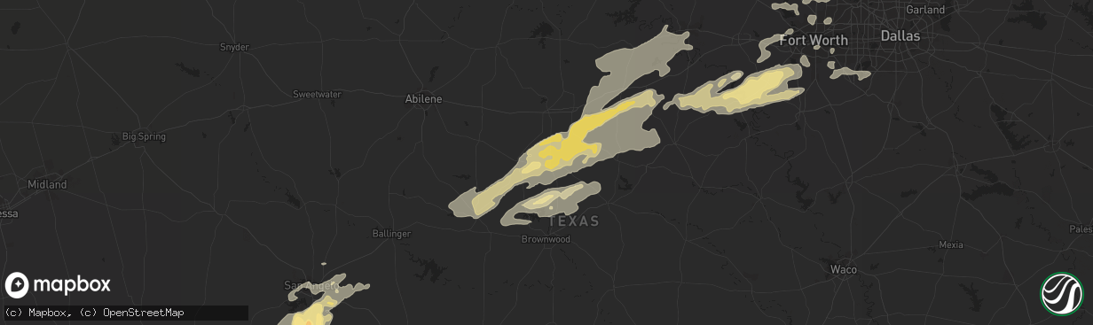 Hail map in Rising Star, TX on February 9, 2013