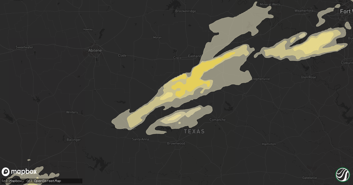 Hail map in Rising Star, TX on February 9, 2013