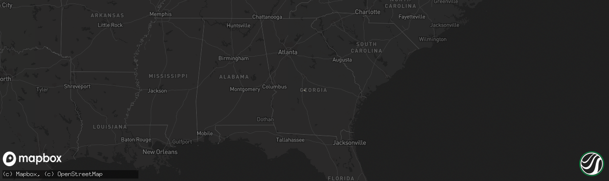 Hail map in Georgia on February 9, 2015