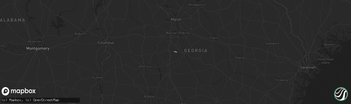Hail map in Hawkinsville, GA on February 9, 2015