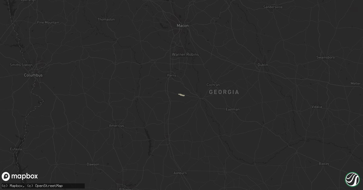 Hail map in Hawkinsville, GA on February 9, 2015