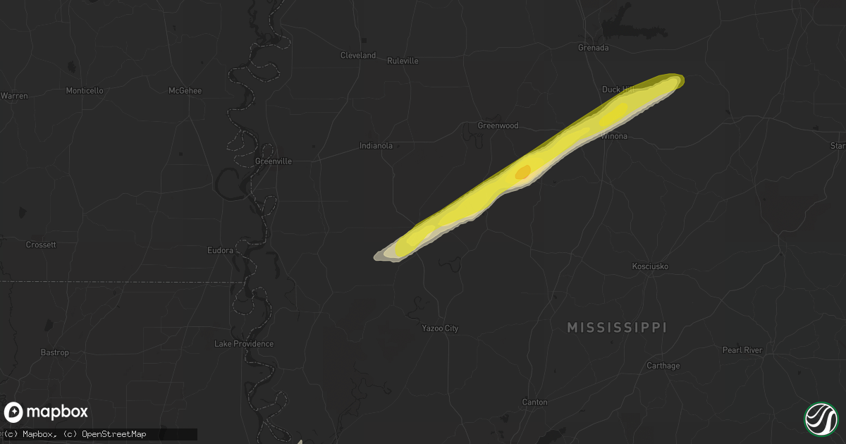 Hail map in Belzoni, MS on February 9, 2020