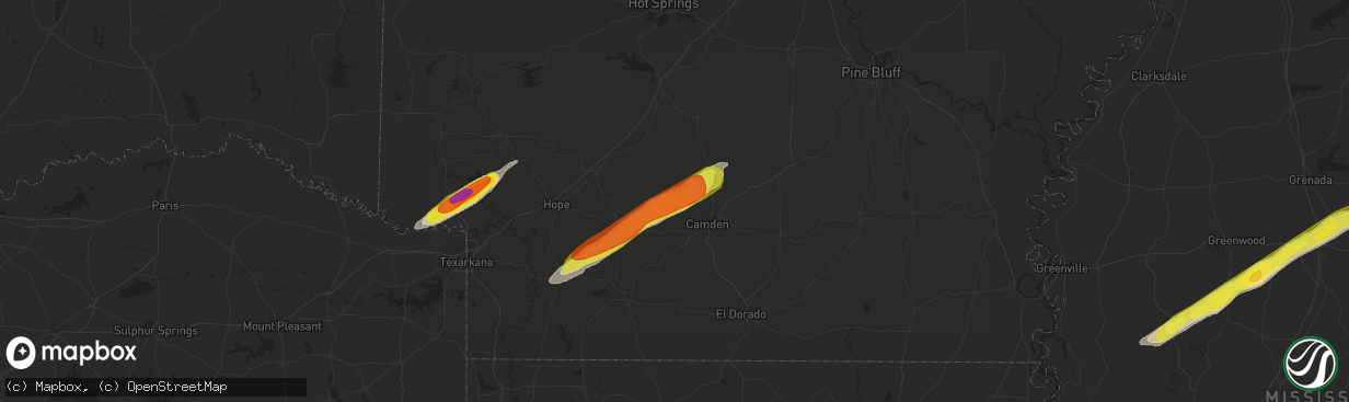 Hail map in Chidester, AR on February 9, 2020