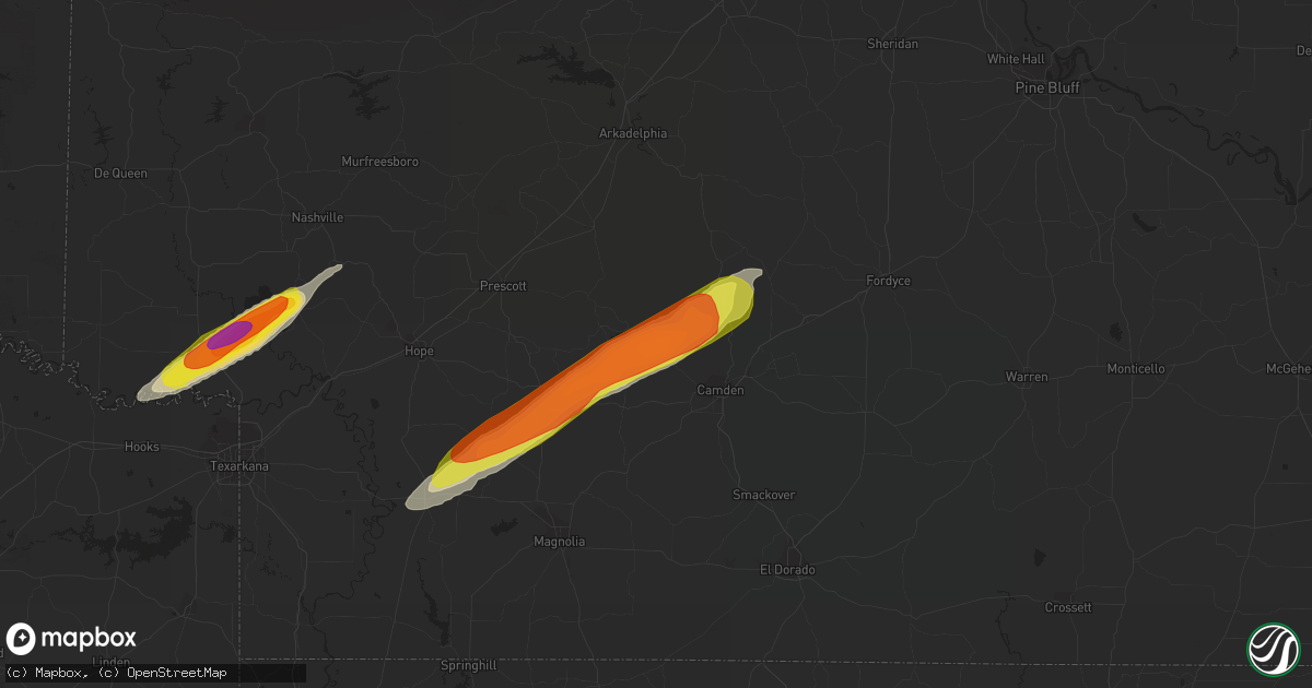 Hail map in Chidester, AR on February 9, 2020