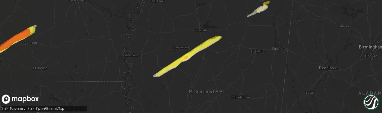 Hail map in Coila, MS on February 9, 2020