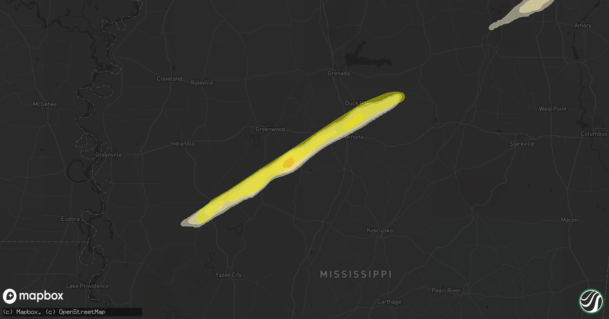 Hail map in Coila, MS on February 9, 2020