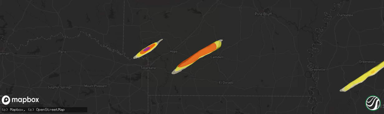 Hail map in Rosston, AR on February 9, 2020