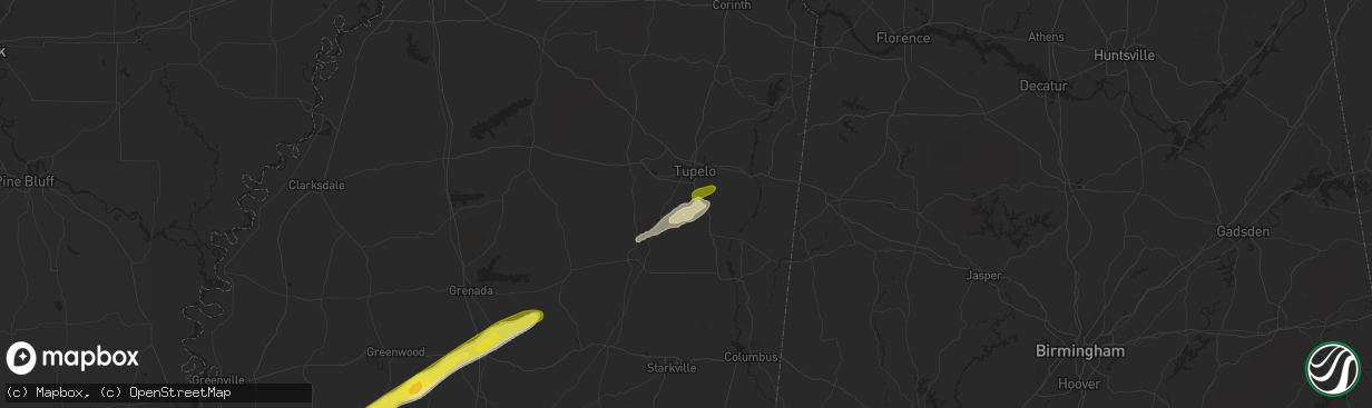 Hail map in Shannon, MS on February 9, 2020