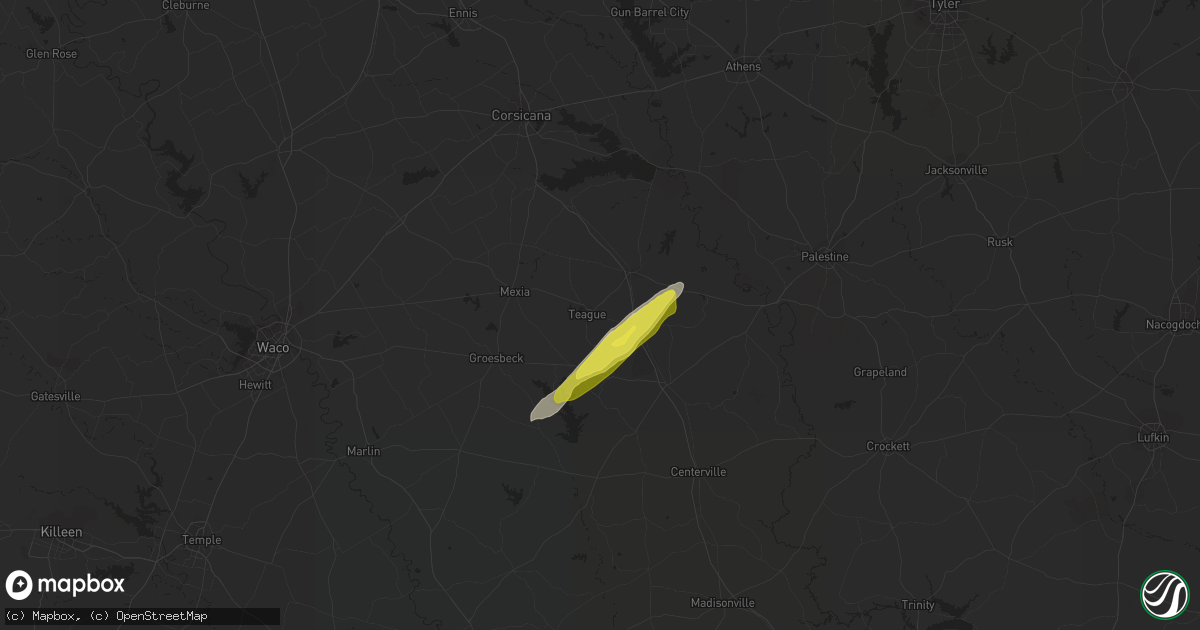 Hail map in Teague, TX on February 9, 2020