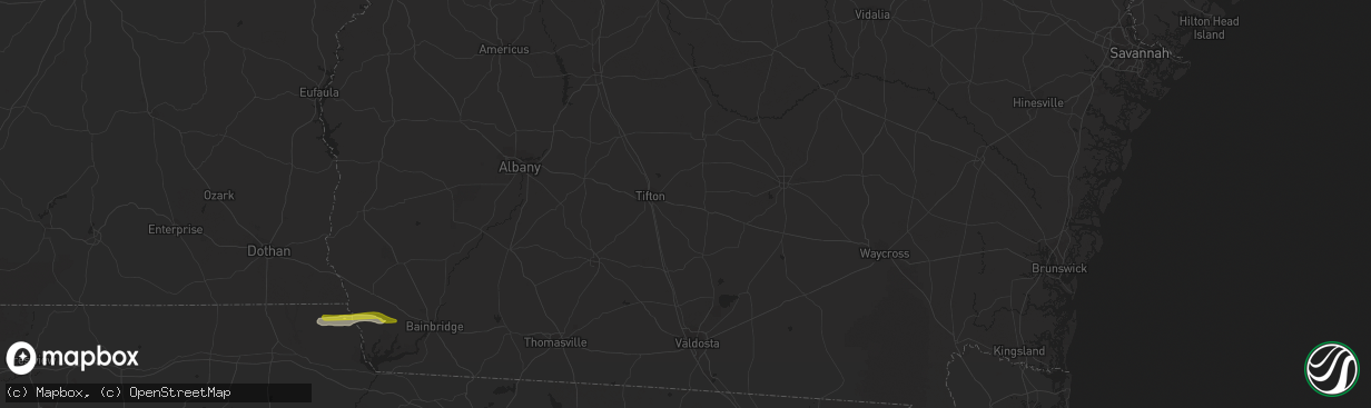 Hail map in Enigma, GA on February 9, 2021