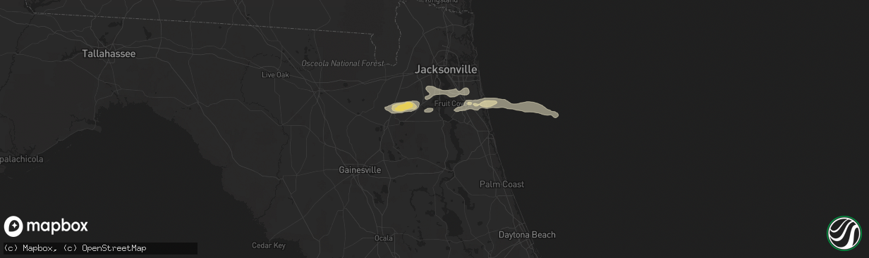Hail map in Green Cove Springs, FL on February 9, 2021