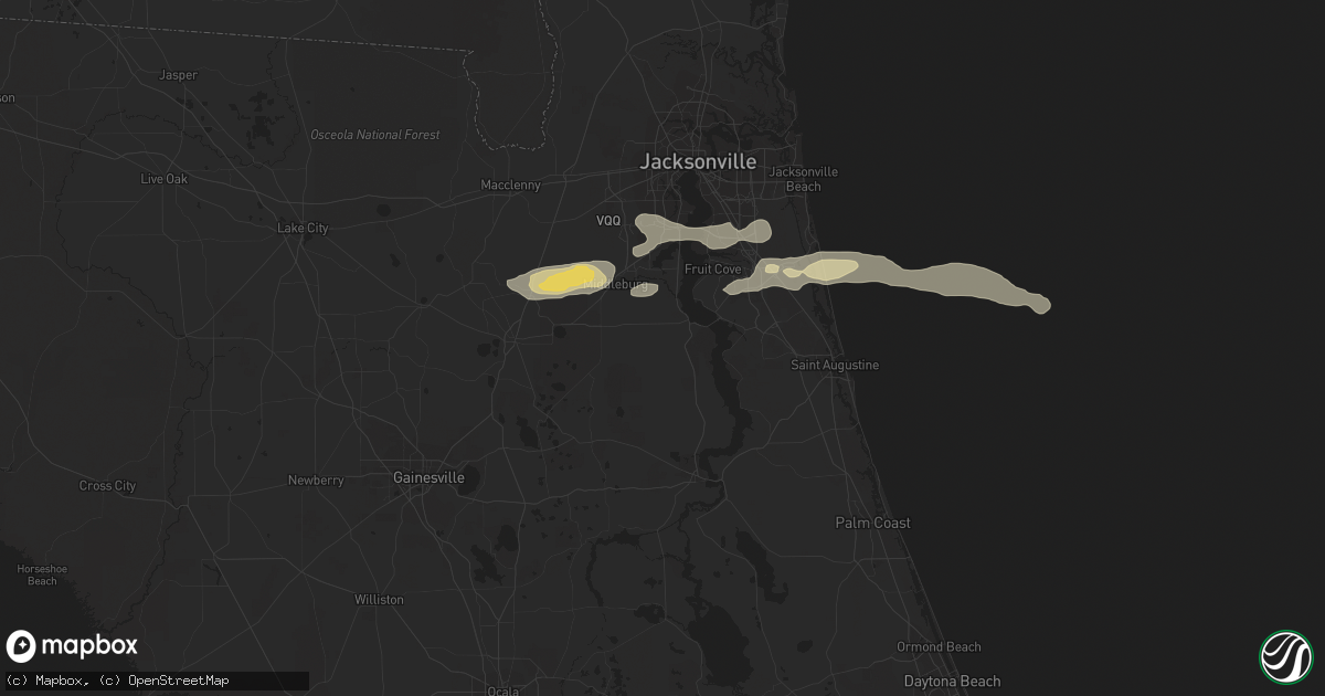 Hail map in Green Cove Springs, FL on February 9, 2021
