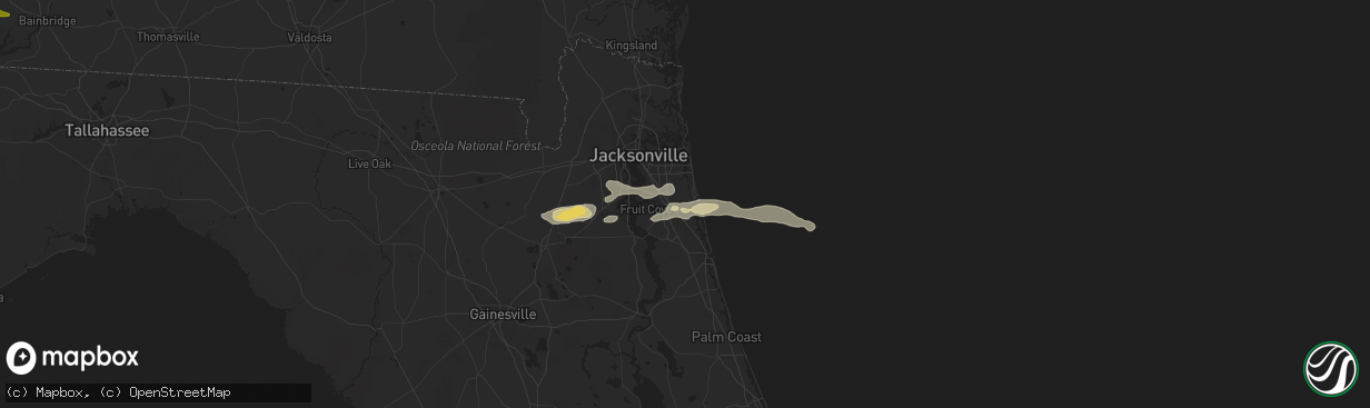 Hail map in Ponte Vedra, FL on February 9, 2021