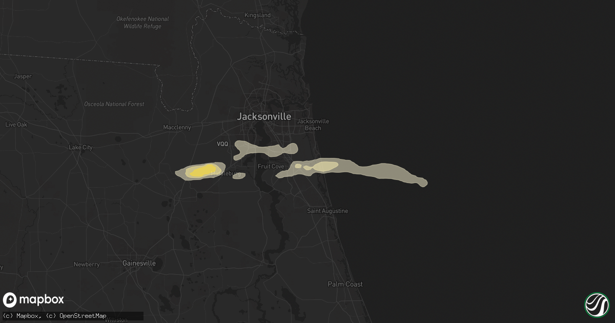 Hail map in Ponte Vedra, FL on February 9, 2021