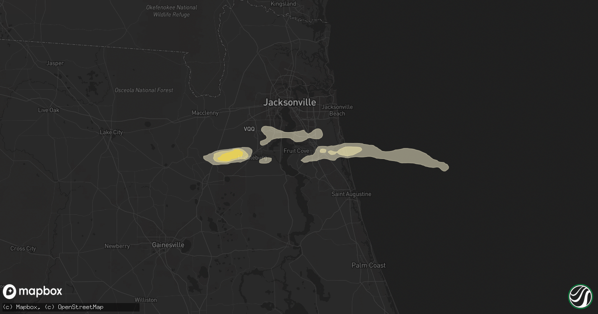Hail map in Saint Johns, FL on February 9, 2021