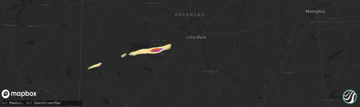 Hail map in Benton, AR on February 9, 2024