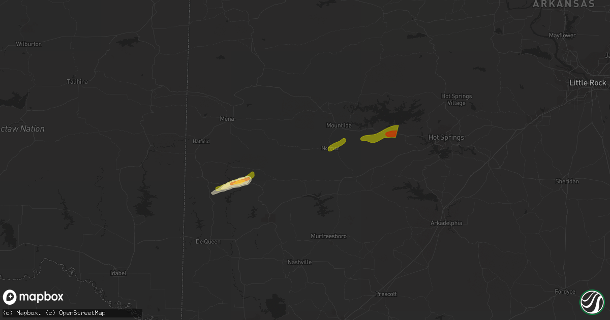 Hail map in Caddo Gap, AR on February 9, 2024