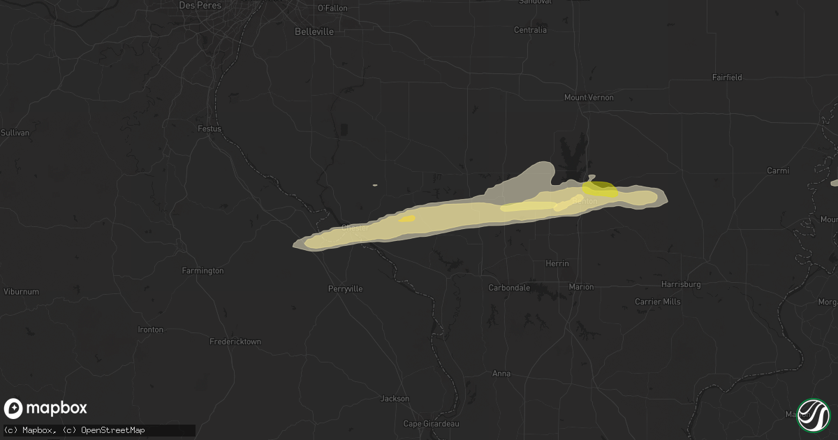 Hail map in Campbell Hill, IL on February 9, 2024