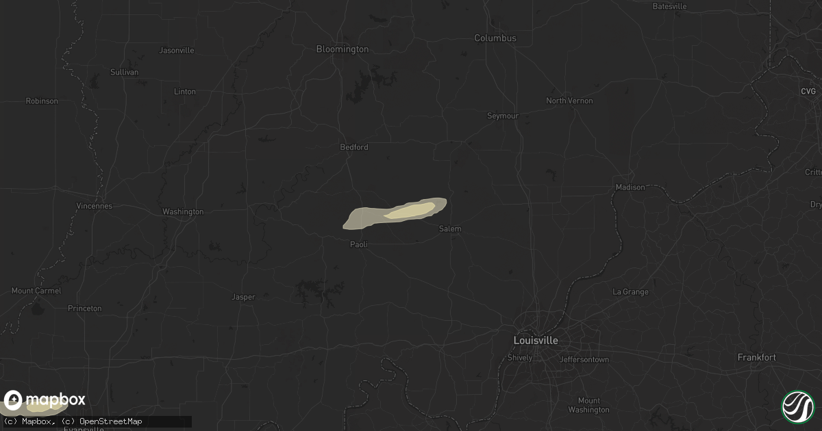 Hail map in Campbellsburg, IN on February 9, 2024