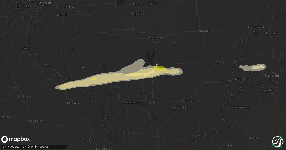 Hail map in Christopher, IL on February 9, 2024