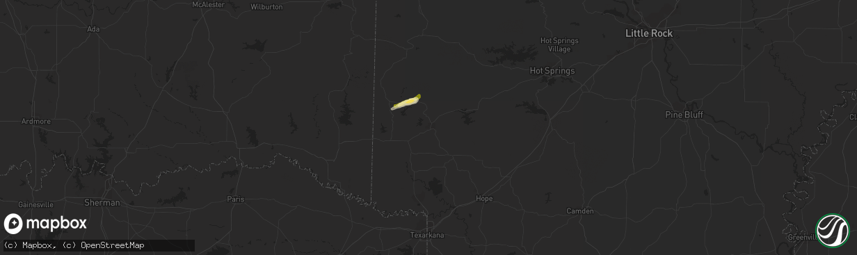 Hail map in Dierks, AR on February 9, 2024