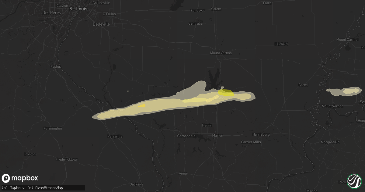 Hail map in Du Quoin, IL on February 9, 2024