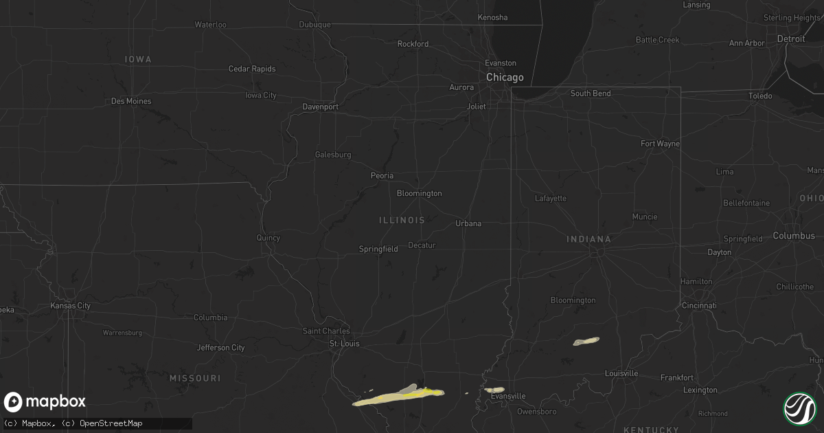 Hail map in Illinois on February 9, 2024