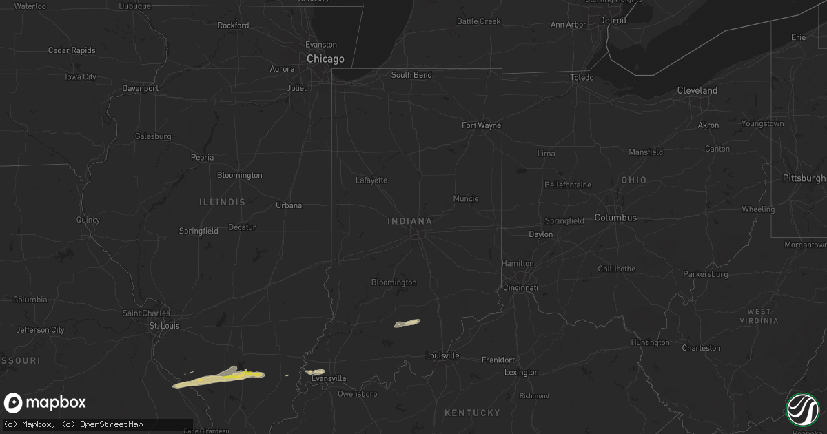 Hail map in Indiana on February 9, 2024